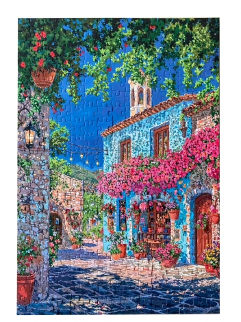 Flowers cover the ancient alleyways